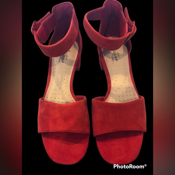 Clarks Shoes Clarks Collection Elisa Dedra Red Suede Heeled Sandals